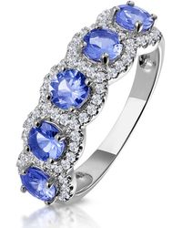 The Diamond Store - 1.20Ct Tanzanite Asteria Eternity Halo Lab Diamond Ring 9K - Lyst