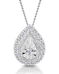 The Diamond Store - Masami Diamond Pear Halo Necklace 0.10Ct Pave Set - Lyst