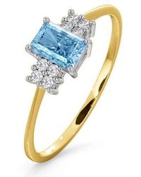 The Diamond Store - Topaz 6 X 4Mm And Diamond Ring 9K - Lyst
