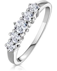 The Diamond Store - Ellie 18K 5 Stone Diamond Eternity Ring 0.50Ct G/Vs - Lyst