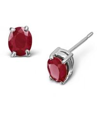 The Diamond Store - Ruby 5X4Mm 0.70Ct Stud Earrings - Lyst