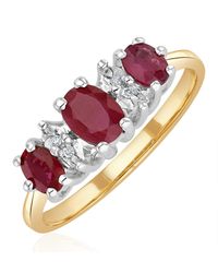 The Diamond Store - Ruby 0.85Ct And Diamond 9K Ring - Lyst