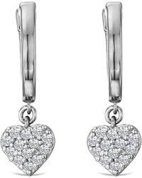 The Diamond Store - Heart Pave Drop Huggie Lab Diamond Earrings 0.29Ct - Lyst