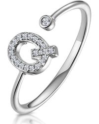 The Diamond Store - Lab Diamond Initial 'Q' Ring 0.07Ct Set - Lyst