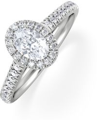 The Diamond Store - Georgina Lab Oval Diamond Halo Engagement Ring 18K 1.00Ct F/Vs1 - Lyst