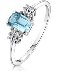 The Diamond Store - Topaz 6 X 4Mm And Diamond Ring 9K - Lyst