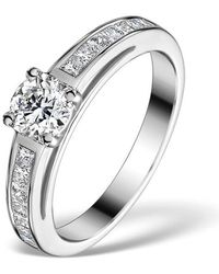 The Diamond Store - Sidestone Engagement Ring Eleri 0.90Ct Si2 Princess Diamonds 18Kw - Lyst