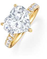 The Diamond Store - Amora Heart 3.36Ct Hidden Halo Lab Diamond Engagement Ring With Side Stones Set - Lyst
