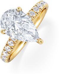 The Diamond Store - Amora Pear 2.55Ct Hidden Halo Lab Diamond Engagement Ring With Side Stones Set - Lyst