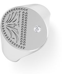 The Diamond Store - Crest 0.03Ct Lab Diamond Oval Signet Ring - Lyst
