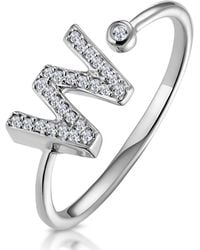 The Diamond Store - Diamond Initial 'W' Ring 0.07Ct Set - Lyst