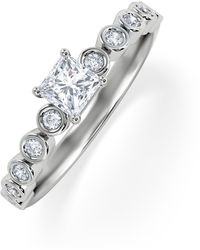 The Diamond Store - Entwine 0.30Ct Princess Cut Lab Diamond Solitaire Engagement Ring With Side Stones - Lyst