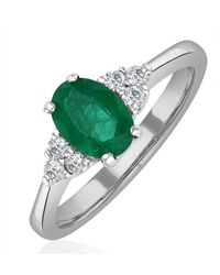 The Diamond Store - Emerald 0.75Ct And Diamond 18K Ring - Lyst