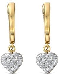 The Diamond Store - Heart Pave Drop Huggie Lab Diamond Earrings 0.29Ct - Lyst