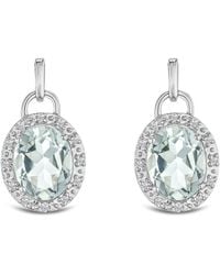 The Diamond Store - Aquamarine 3.69Ct And Diamond 925 Sterling Earrings - Lyst