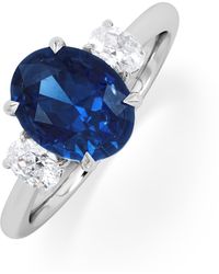 The Diamond Store - Solene 2.00Ct Oval Cut Lab Sapphire And Lab Diamond 3 Stone Engagement Ring - Lyst