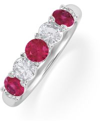 The Diamond Store - Solene 0.75Ct Round Cut Lab Ruby And Lab Diamond Half Eternity Ring - Lyst