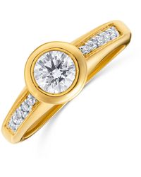 The Diamond Store - 18K Ring Lab Diamond Set Rubover Mount (0.40Ct) - Lyst
