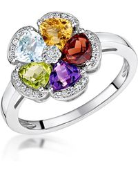 The Diamond Store - Multi Gem Flower Design Stellato Collection Ring - Lyst