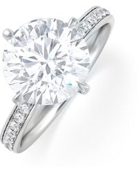 The Diamond Store - Origin Twist 3.00Ct Round Cut Lab Diamond Solitaire Engagement Ring With Side Stones - Lyst