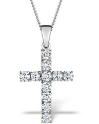 The Diamond Store - 1.00Ct Diamond And 18K Cross Pendant Necklace - Lyst