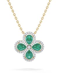 The Diamond Store - Bloom 3.20Ct Lab Emerald And Lab Diamond Necklace - Lyst