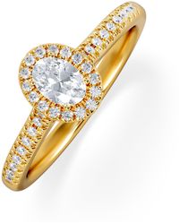 The Diamond Store - Lumia Oval Cut Lab Diamond Halo Ring 0.50Ct F/Vs - Lyst