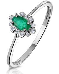 The Diamond Store - Emerald And Diamond Stellato Cluster Ring - Lyst