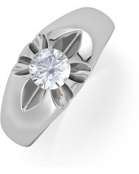 The Diamond Store - Lab Diamond Signet Ring 0.50Ct Round Cut - Lyst
