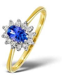 The Diamond Store - Tanzanite 6 X 4Mm And Diamond 18K Ring Fet33-V - Lyst