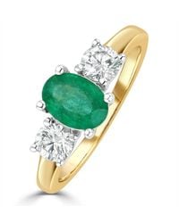 The Diamond Store - Emerald 0.70Ct And Lab Diamonds G/Vs 0.50Ct 18K Ring Fet23-G - Lyst