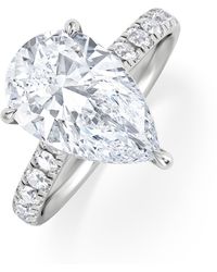The Diamond Store - Amora Pear 3.36Ct Hidden Halo Lab Diamond Engagement Ring With Side Stones Set - Lyst