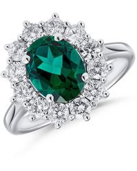 The Diamond Store - Lab Emerald 1.95Ct And Lab Diamond 1.00Ct Cluster Ring - Lyst