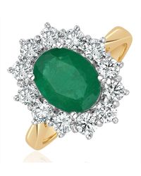 The Diamond Store - Emerald 1.95Ct And Diamond 1.00Ct Cluster Ring - Lyst
