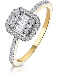 The Diamond Store - 0.40Ct Halo Baguette Diamond Ring Asteria Collection - Lyst