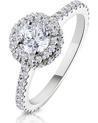 The Diamond Store - Valerie Diamond Halo Engagement Ring 18K 1.10Ct G/Vs1 - Lyst