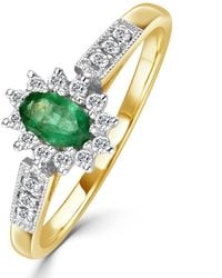 The Diamond Store - Emerald 5 X 3Mm And Diamond 9K Ring A3203 - Lyst