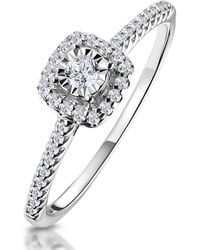 The Diamond Store - Masami Diamond Halo Engagement Ring 0.25Ct Pave Set - Lyst