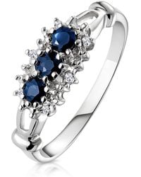 The Diamond Store - Sapphire 0.34Ct And Diamond 9K Ring - Lyst