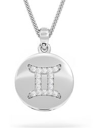 The Diamond Store - Astrology Gemini 0.07Ct Lab Grown Diamond Medallion Pendant Necklace - Lyst
