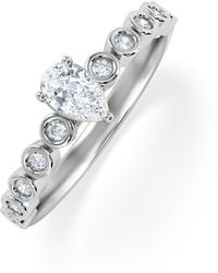 The Diamond Store - Entwine 0.30Ct Pear Cut Lab Diamond Solitaire Engagement Ring With Side Stones - Lyst