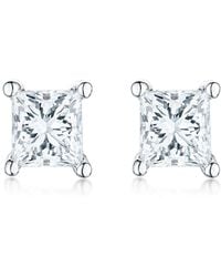 The Diamond Store - Princess Cut 1Ct Lab Diamond Stud Earrings - Lyst