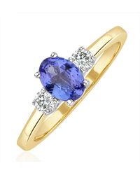 The Diamond Store - Tanzanite 7 X 5Mm And Diamond 18K Ring N4317 - Lyst