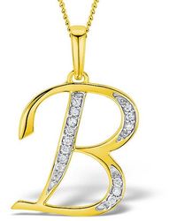 The Diamond Store - Initial 'B' 0.05Ct Lab Diamond Pendant Necklace - Lyst