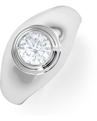 The Diamond Store - Axis Lab Diamond Signet Ring 1.00Ct Round Cut Set - Lyst