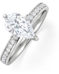 The Diamond Store - Origin Twist 1.00Ct Pear Cut Lab Diamond Solitaire Engagement Ring With Side Stones - Lyst
