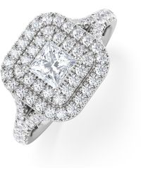 The Diamond Store - Cleopatra Diamond Halo Engagement Ring - Lyst