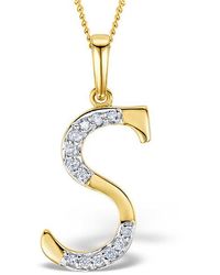 The Diamond Store - Initial 'S' 0.05Ct Lab Diamond Pendant Necklace - Lyst