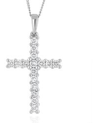 The Diamond Store - Lab Diamond Cross Pendant Necklace Claw Set 0.50Ct H/Si 9K - Lyst