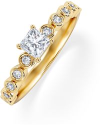 The Diamond Store - Entwine 0.30Ct Princess Cut Lab Diamond Solitaire Engagement Ring With Side Stones - Lyst